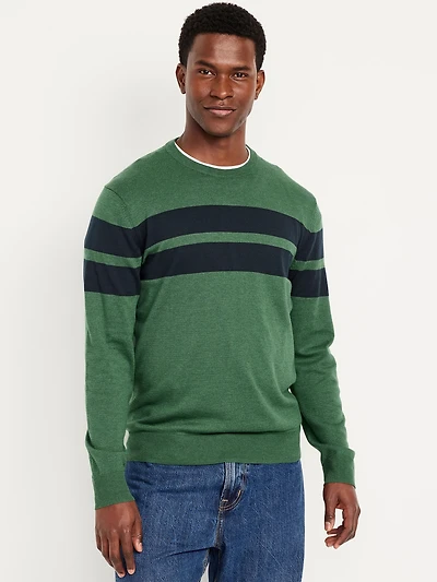 Chest-Stripe Crew-Neck Sweater