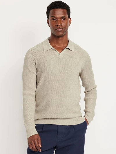 Long-Sleeve Sweater-Knit Polo