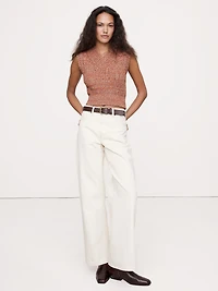 Cotton V-Neck Cropped Sweater Vest