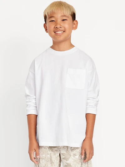 Oversized Long-Sleeve Pocket T-Shirt for Boys