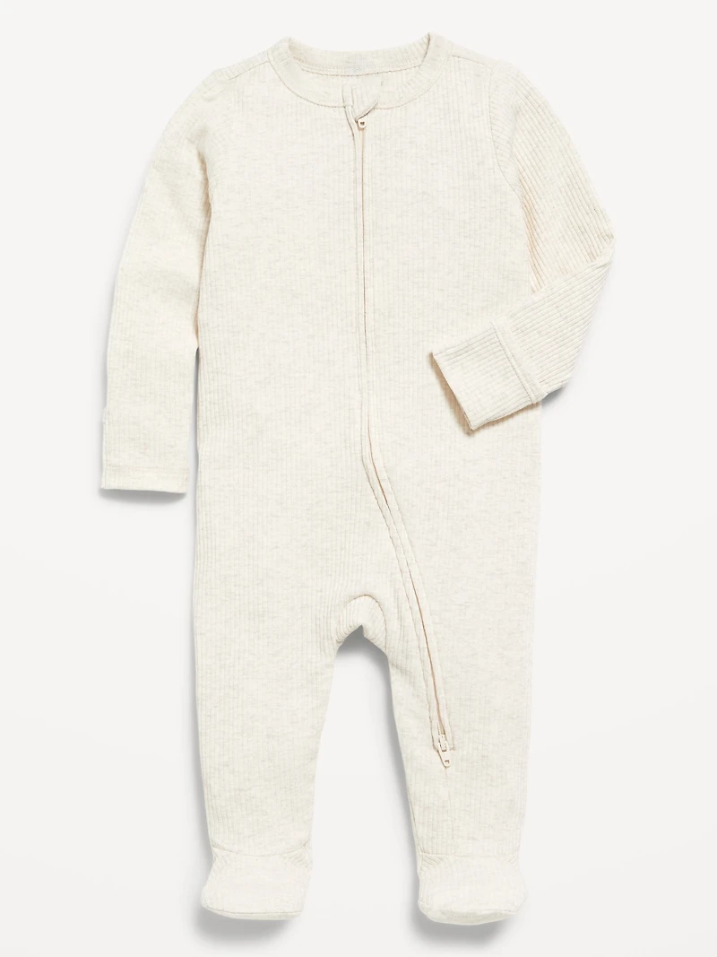 Ribbed 2-Way-Zip Sleep & Play Footed One-Piece for Baby