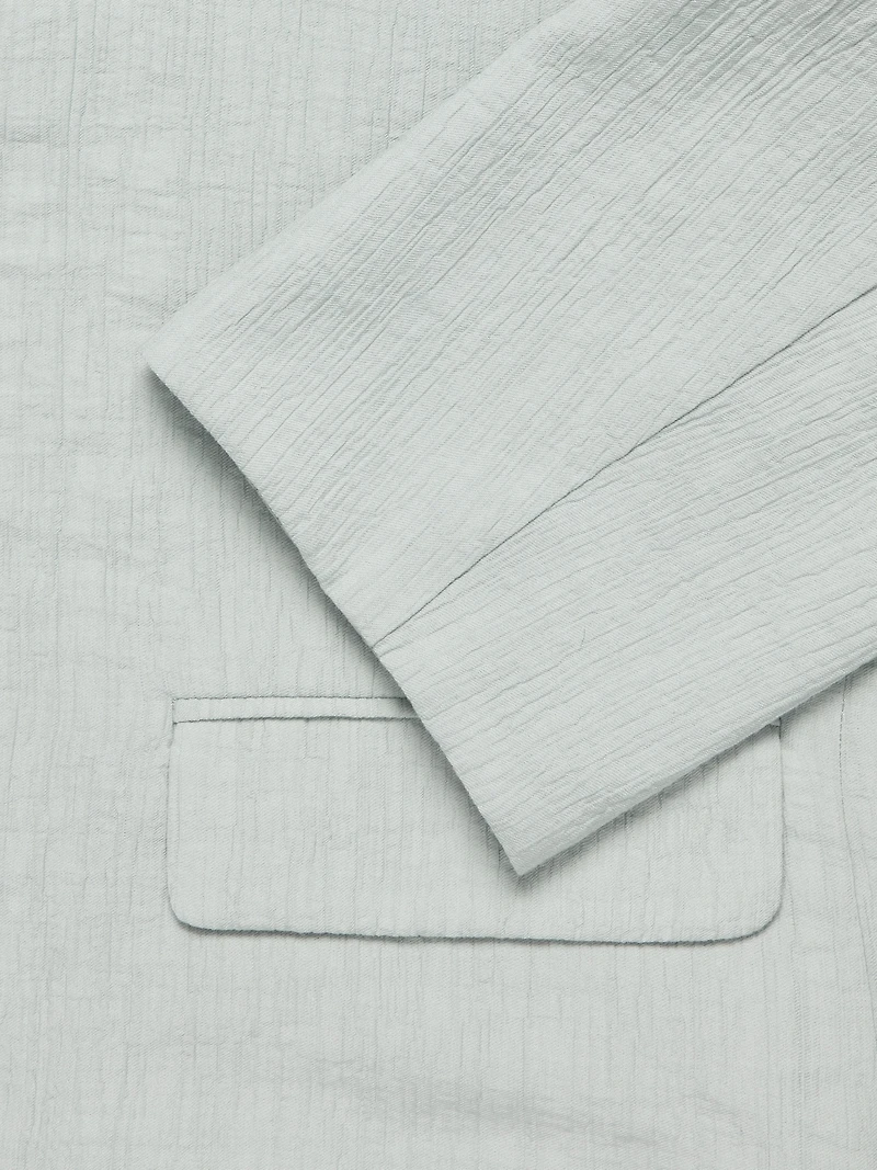 Crinkle Tie-Front Cropped Blazer