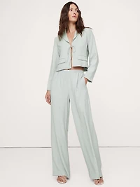 Crinkle Tie-Front Cropped Blazer