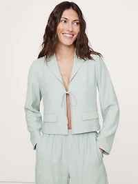 Crinkle Tie-Front Cropped Blazer