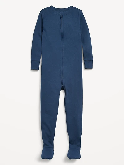 Snug-Fit 2-Way-Zip Ribbed Pajama One-Piece for Toddler & Baby