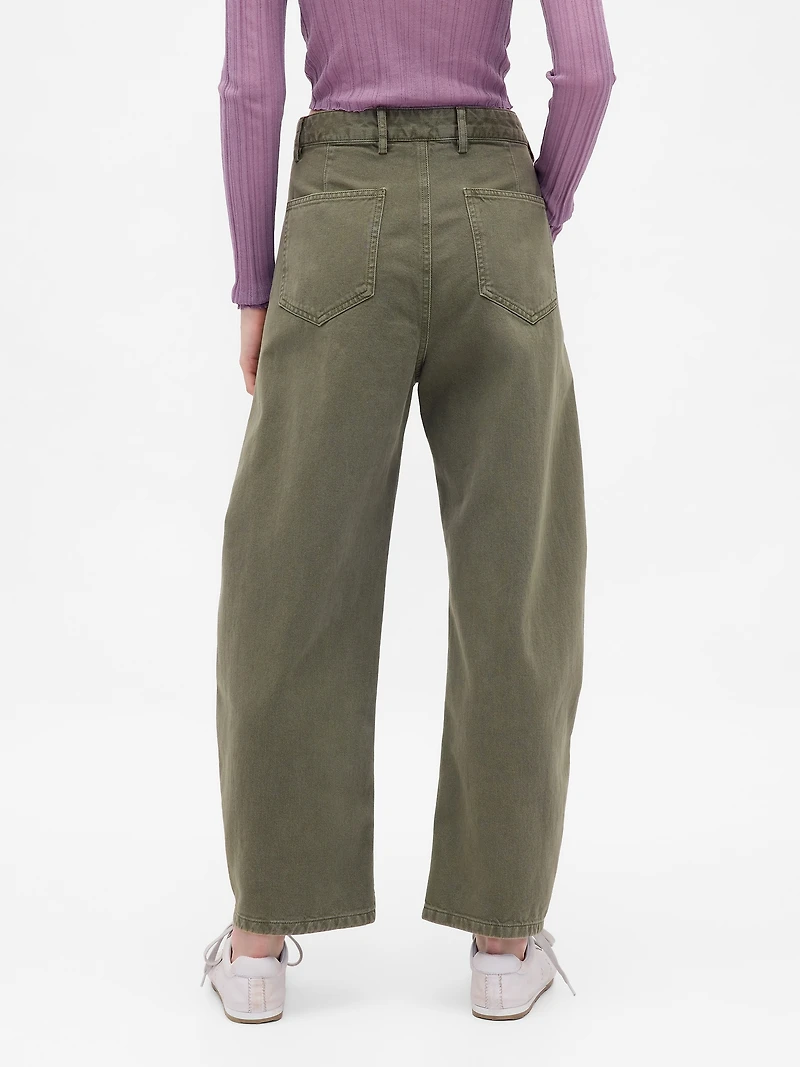 Mid Rise Twill Barrel Pants