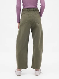 Mid Rise Twill Barrel Pants