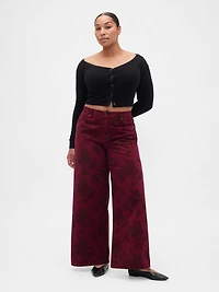 Mid Rise Floral Baggy Jeans