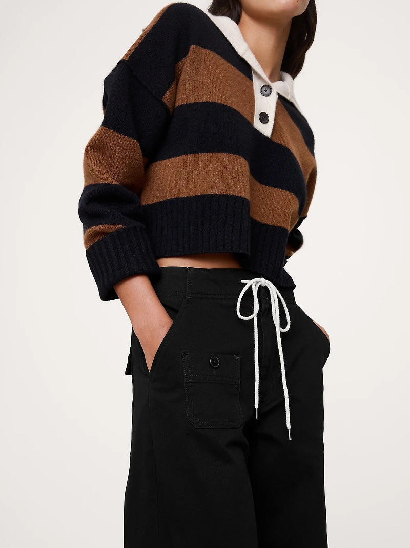 High-Rise Wide-Leg Pull-On Drawstring Pant