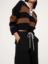 High-Rise Wide-Leg Pull-On Drawstring Pant