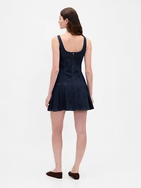 Denim Side Pleat Mini Dress