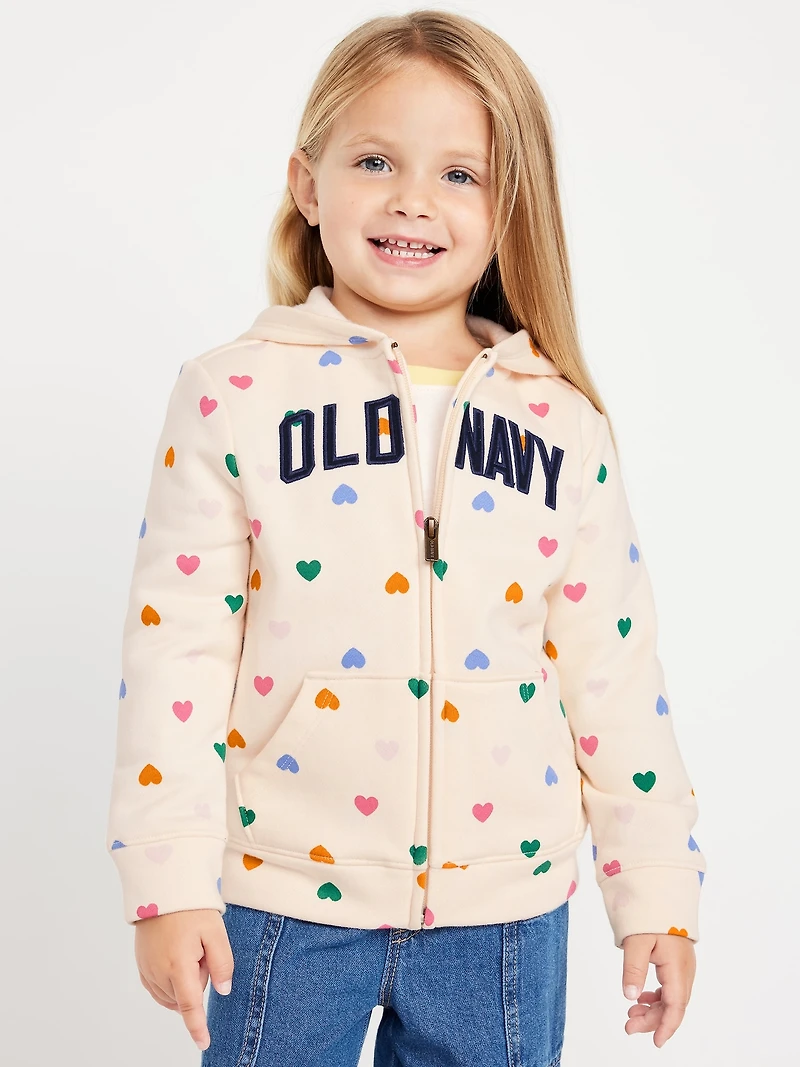Logo-Graphic Zip Hoodie for Toddler Girls