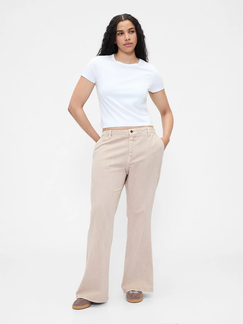 Low Rise Relaxed Flare Khakis
