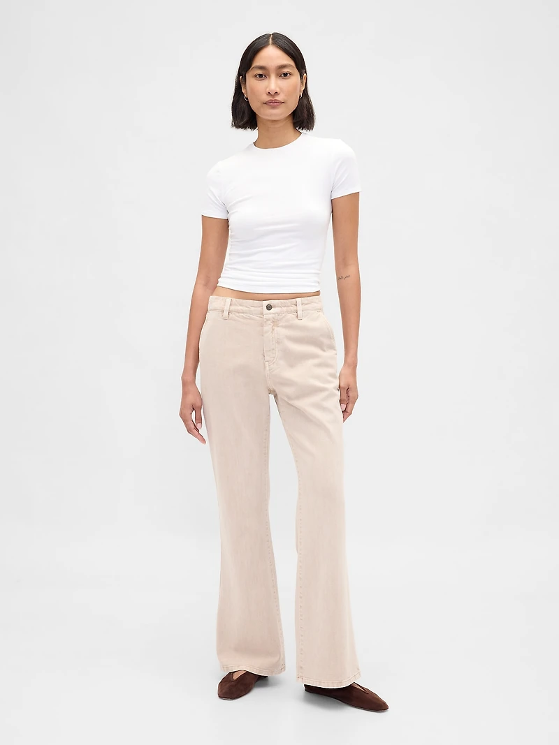 Low Rise Relaxed Flare Khakis