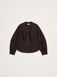 Cotton Poplin Balloon-Sleeve Shirt