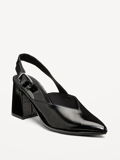 Faux-Leather Slingback Heels for Women