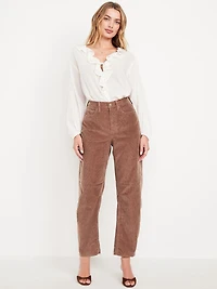 High-Waisted Barrel Ankle Corduroy Pants