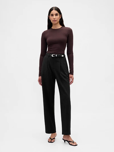 365 High Rise Brushed Twill Taper Ankle Trousers