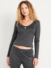 Cozy Lettuce-Edge Pajama Top