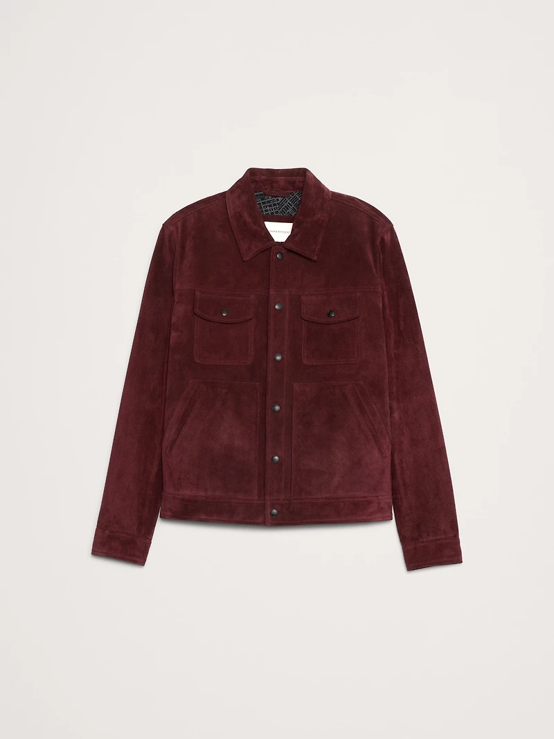 Oiled Suede Trucker Jacket
