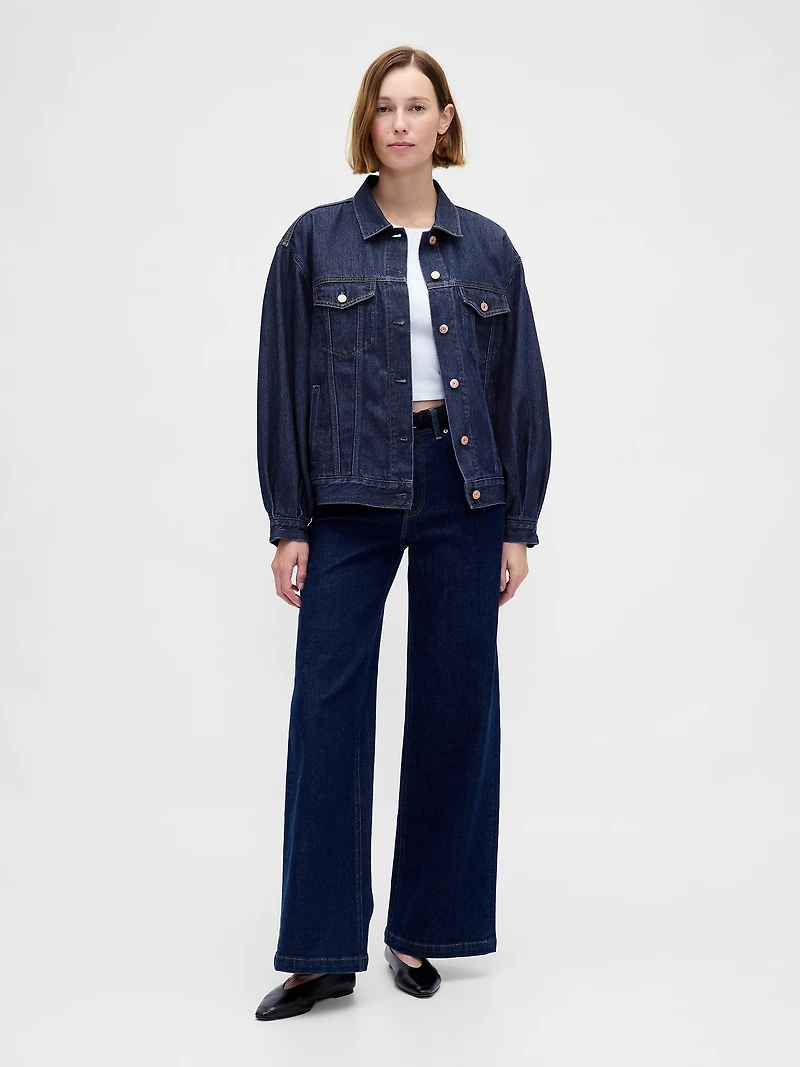 UltraSoft Oversized Balloon-Sleeve Icon Denim Jacket