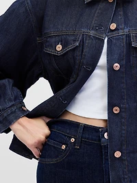 UltraSoft Oversized Balloon-Sleeve Icon Denim Jacket