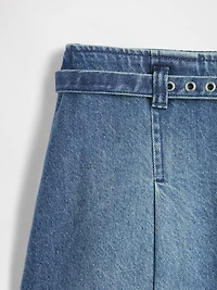 Denim Belted Mini Skirt
