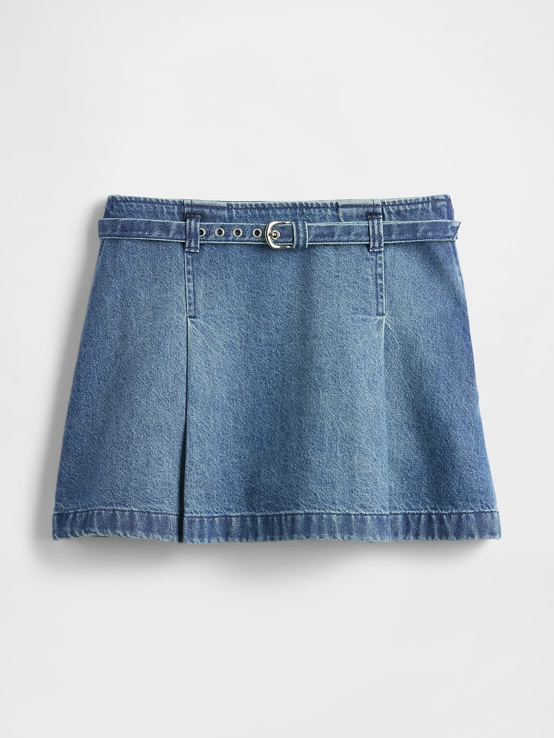 Denim Belted Mini Skirt