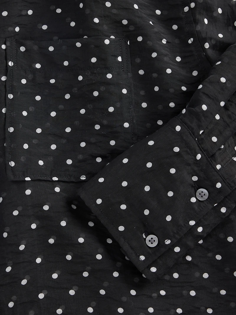 Sheer Straight-Hem Crop Shirt