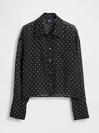 Sheer Straight-Hem Crop Shirt