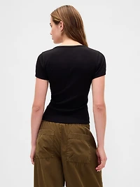 Modern Compact Rib Scoop Crop T-Shirt