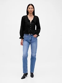 Collared V-Neck Peplum Top