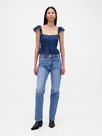 Lace Ruffle Voile Peplum Crop Top