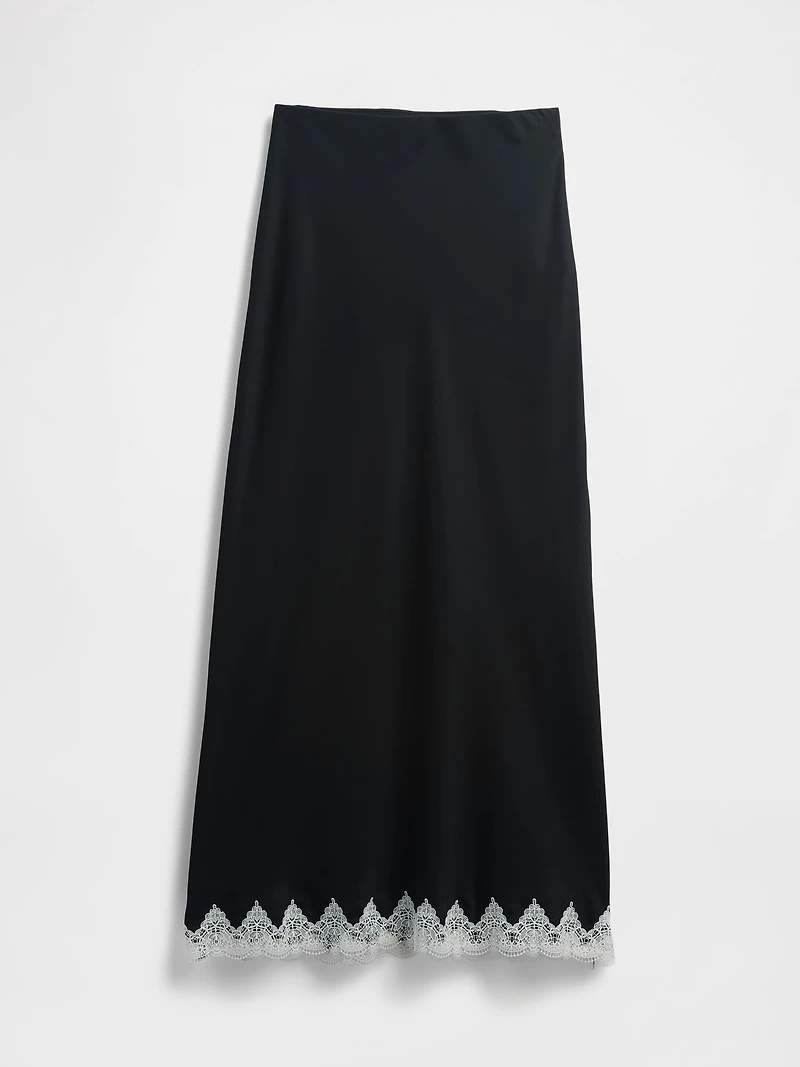 Lace-Trim Maxi Skirt