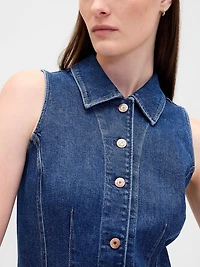 Denim Collared Mini Shift Dress