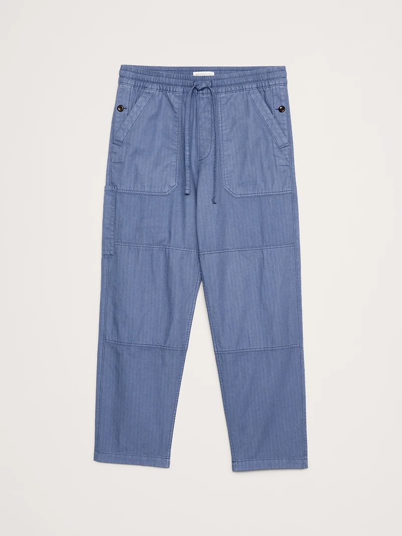 Herringbone Cotton Pull-On Utility Pant