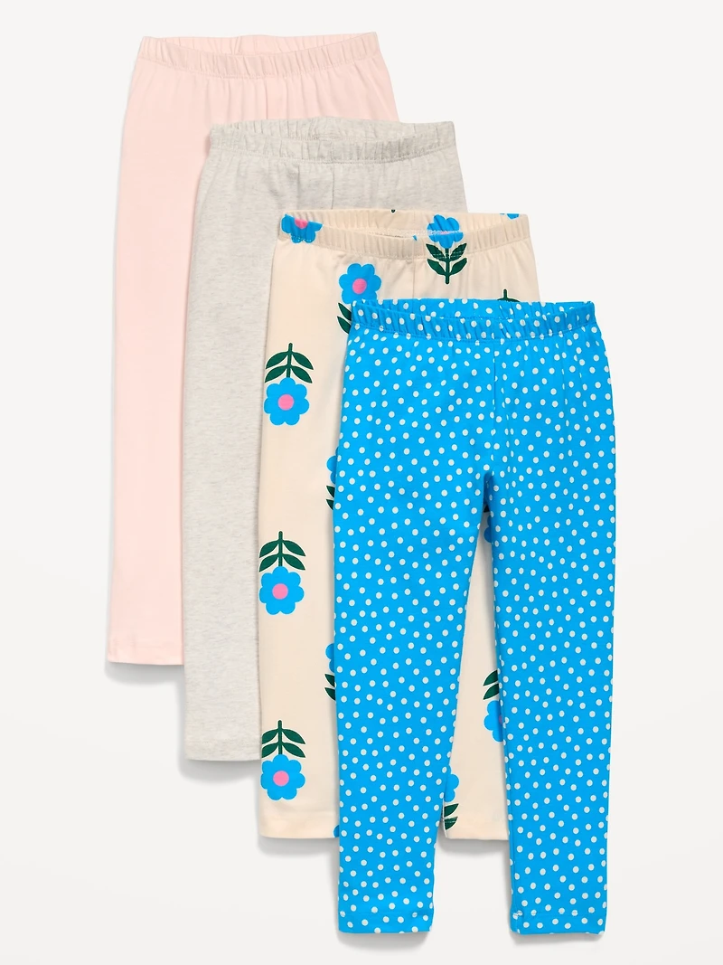 4-Pack Full-Length Jersey Leggings for Toddler Girls