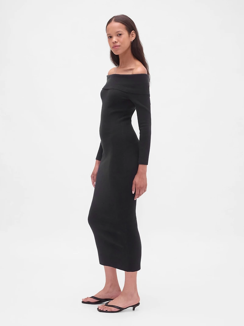 CashSoft Stretch Off-Shoulder Midi Sweater Dress