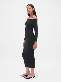 CashSoft Stretch Off-Shoulder Midi Sweater Dress