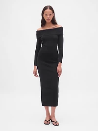 CashSoft Stretch Off-Shoulder Midi Sweater Dress