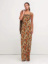 Matte Silk Cowl-Neck Backless Maxi Dress