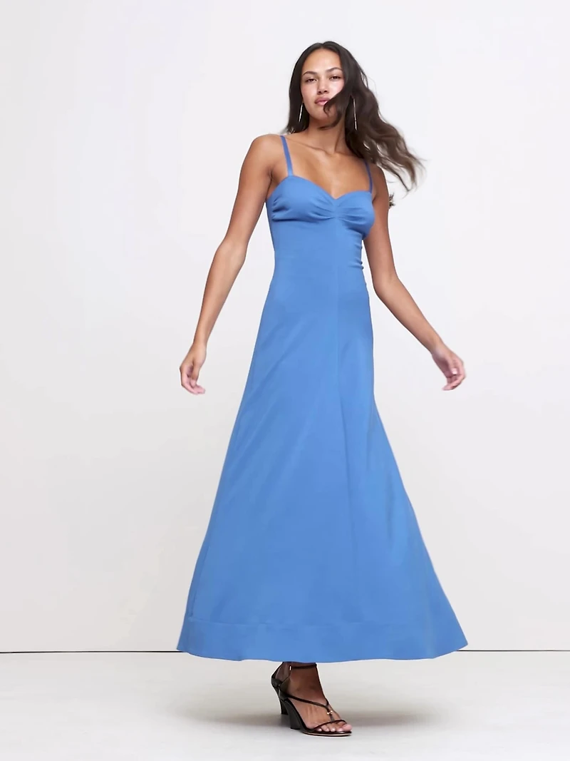 Stretch-Sateen Sweetheart Maxi Dress