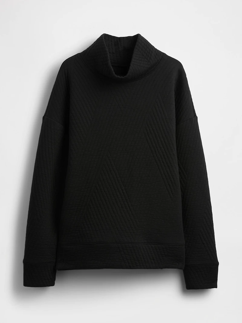 GapFit Quilted Jacquard Knit Funnel-Neck Pullover