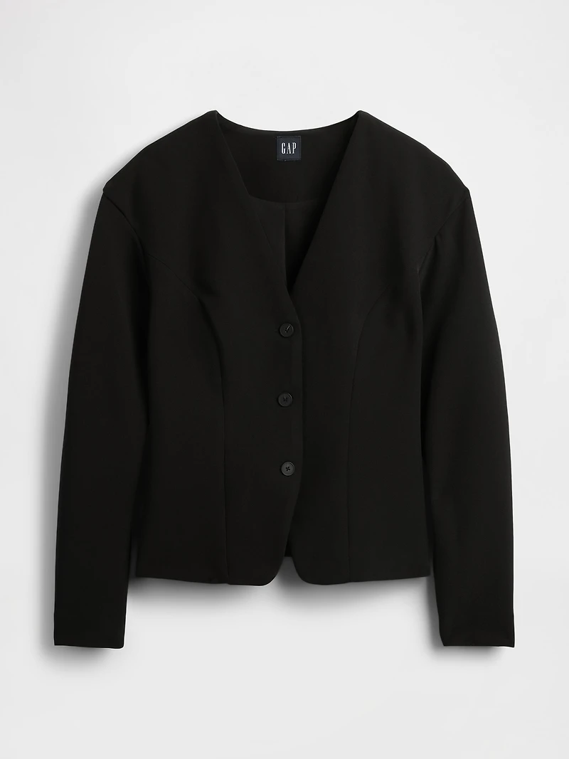 BiStretch Structured Button-Front Top