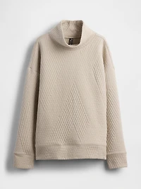 GapFit Quilted Jacquard Knit Funnel-Neck Pullover