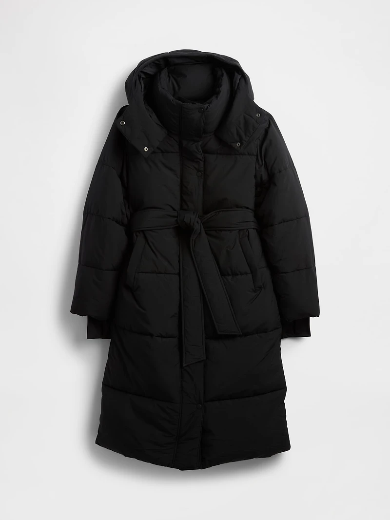 Belted Long Puffer Coat