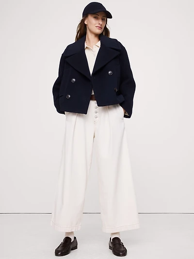 Italian Melton Wool-Blend Peacoat