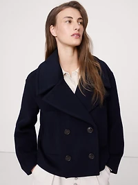 Italian Melton Wool-Blend Peacoat
