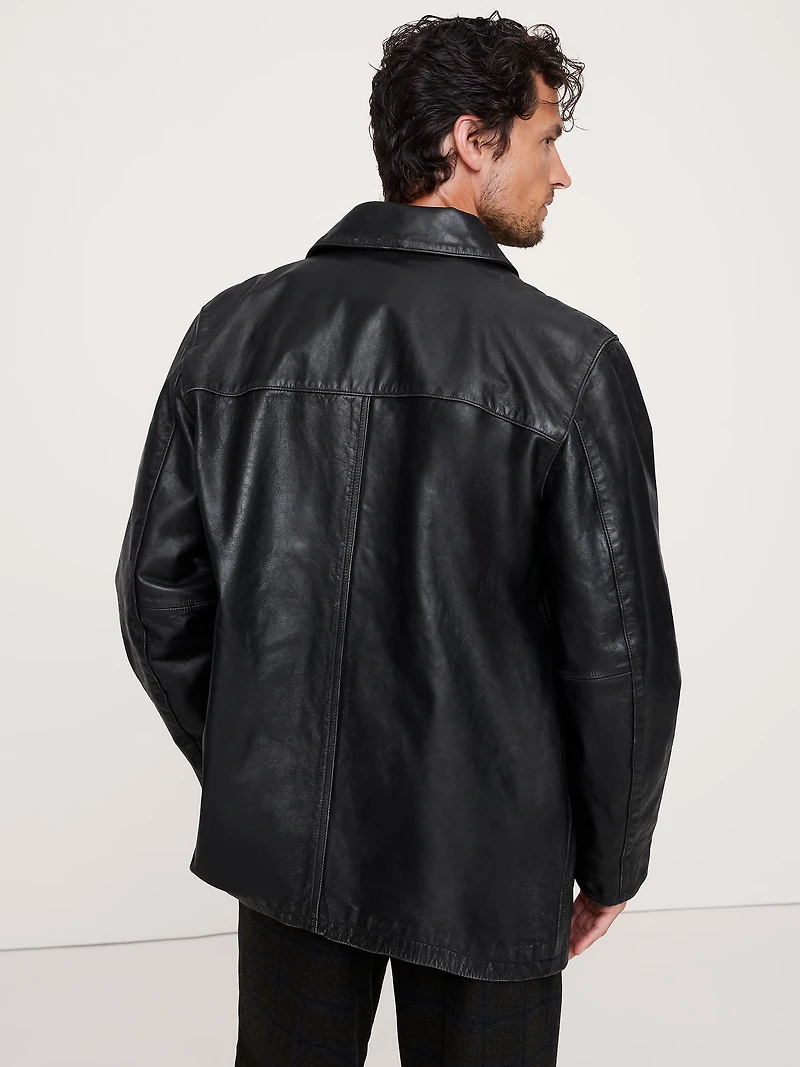 Relaxed Leather Carcoat