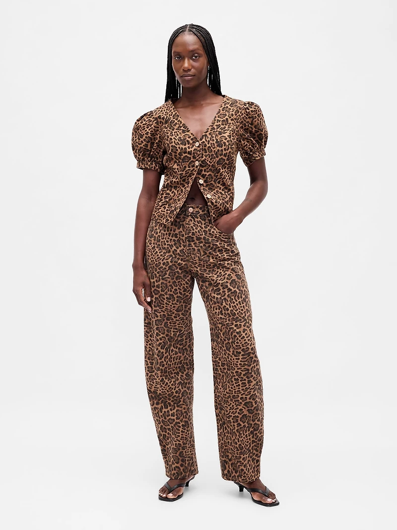 Puff-Sleeve Seamed Top